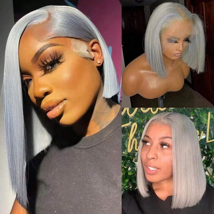 Sliver Grey Bob Straight Human - đánh giá và giá Glueless Wear And Go Human Hair Wig